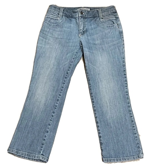 Chico’s platinum denim light wash cropped capri blue jeans mid rise 00 - Picture 1 of 8